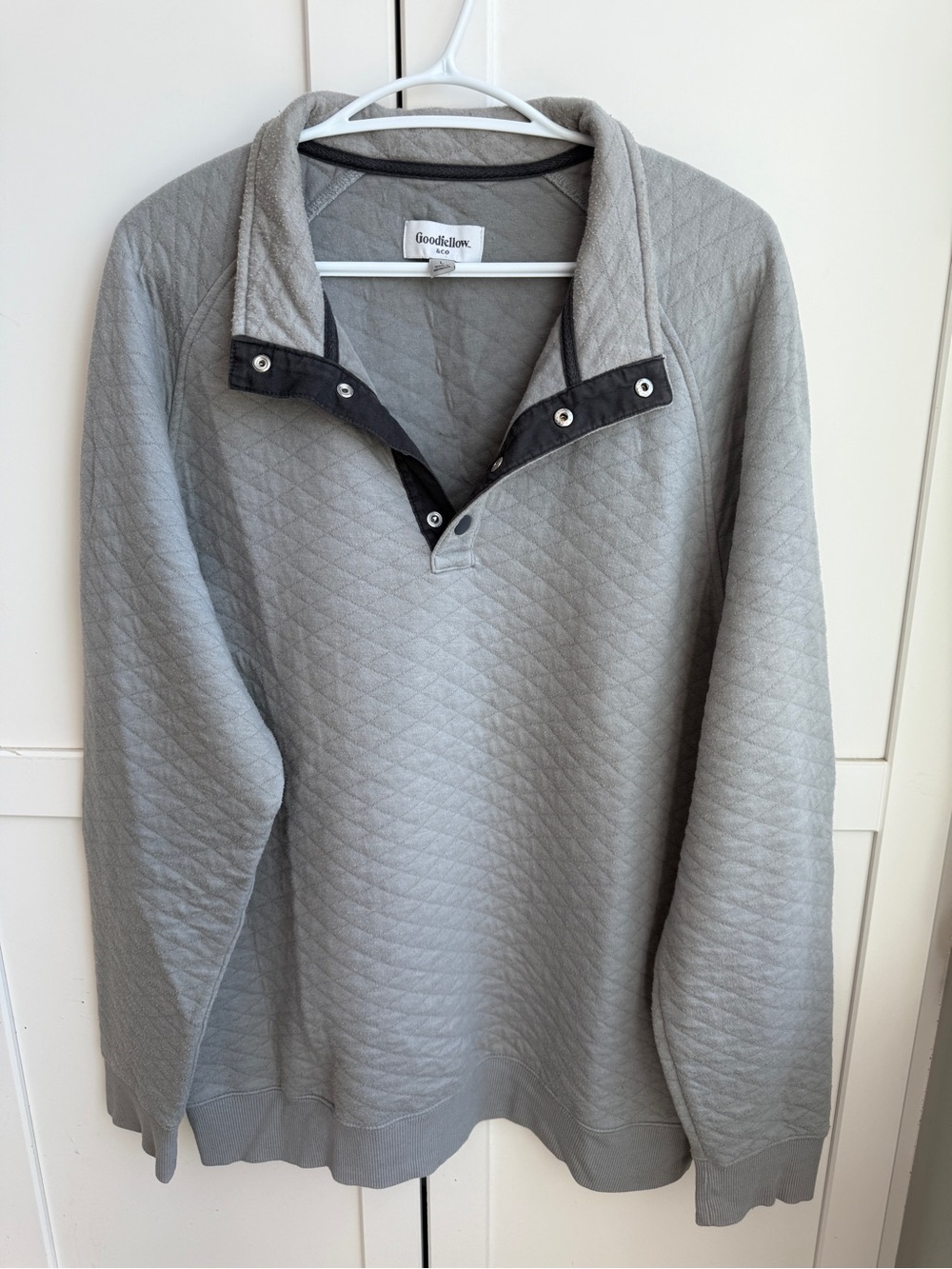 Goodfellow & Co Light Gray Quilted Snap Pullover Size L